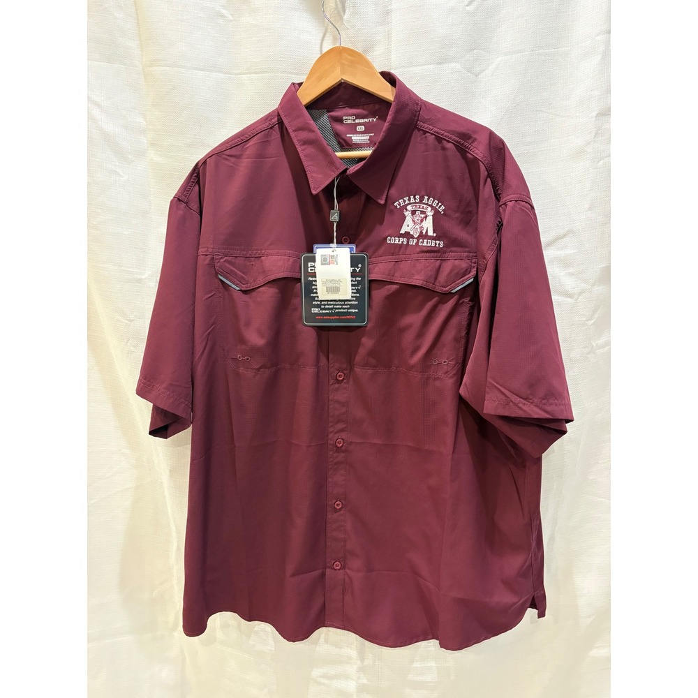 Pro Celebrity Texas Aggie Corps of Cadets Fishing Shirt Maroon XXL